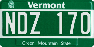 VT license plate NDZ170