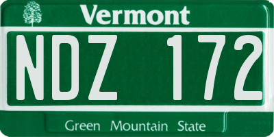 VT license plate NDZ172