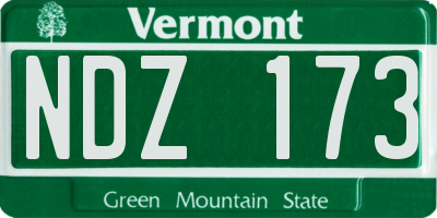 VT license plate NDZ173