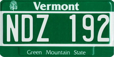 VT license plate NDZ192