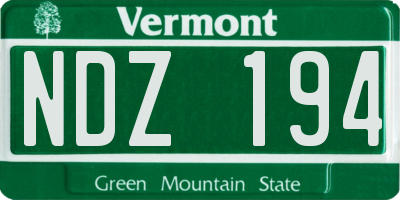 VT license plate NDZ194