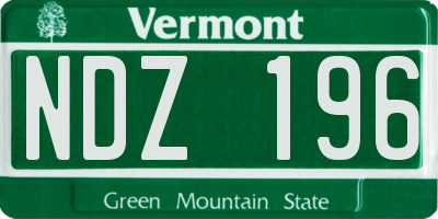 VT license plate NDZ196
