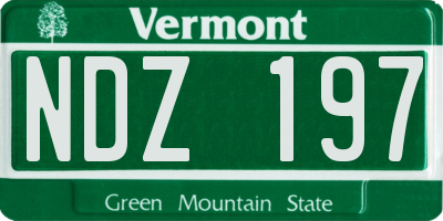 VT license plate NDZ197