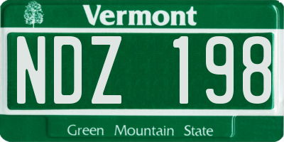 VT license plate NDZ198