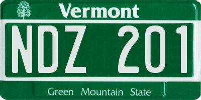 VT license plate NDZ201