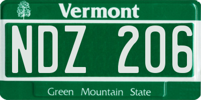 VT license plate NDZ206