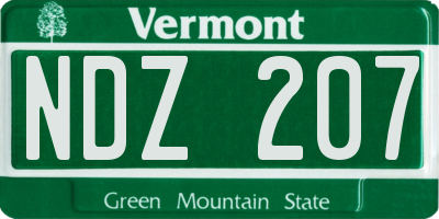 VT license plate NDZ207