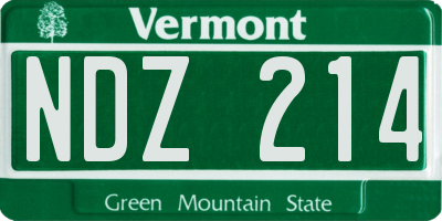 VT license plate NDZ214
