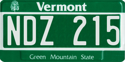 VT license plate NDZ215