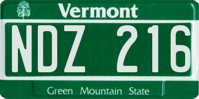 VT license plate NDZ216