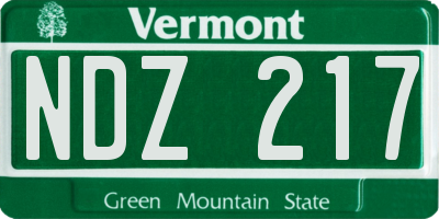 VT license plate NDZ217