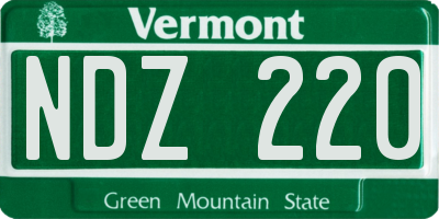VT license plate NDZ220