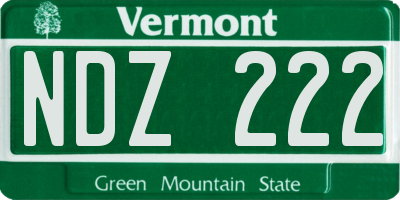 VT license plate NDZ222