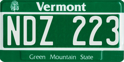 VT license plate NDZ223