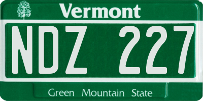 VT license plate NDZ227