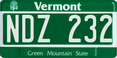 VT license plate NDZ232