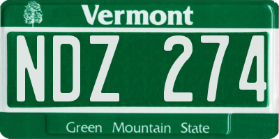 VT license plate NDZ274
