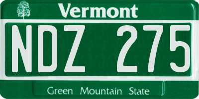 VT license plate NDZ275