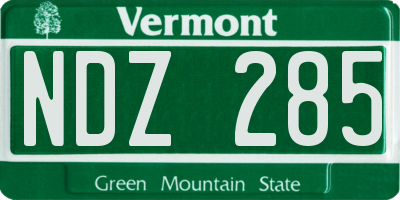 VT license plate NDZ285