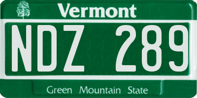 VT license plate NDZ289