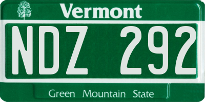 VT license plate NDZ292