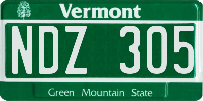 VT license plate NDZ305