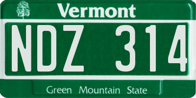 VT license plate NDZ314