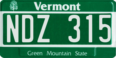 VT license plate NDZ315