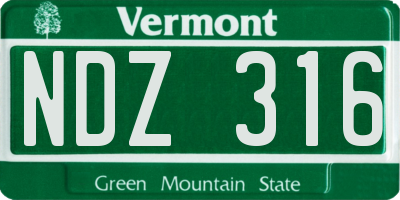 VT license plate NDZ316