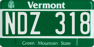 VT license plate NDZ318