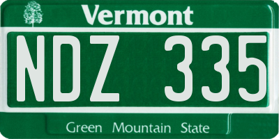 VT license plate NDZ335