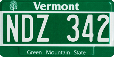 VT license plate NDZ342