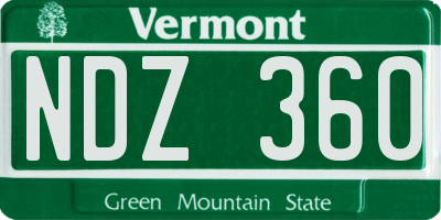 VT license plate NDZ360