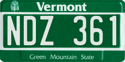 VT license plate NDZ361