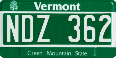 VT license plate NDZ362