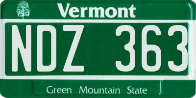 VT license plate NDZ363