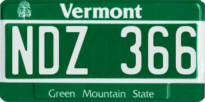 VT license plate NDZ366