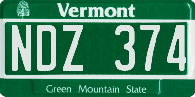 VT license plate NDZ374