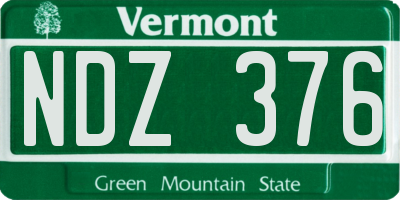 VT license plate NDZ376