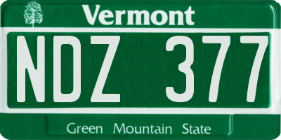 VT license plate NDZ377