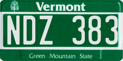 VT license plate NDZ383