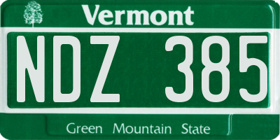 VT license plate NDZ385