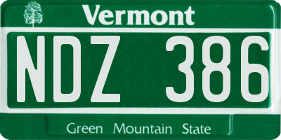 VT license plate NDZ386