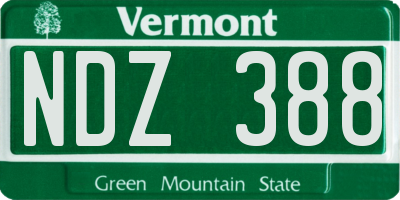 VT license plate NDZ388