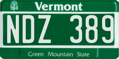 VT license plate NDZ389