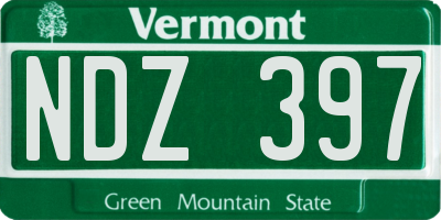 VT license plate NDZ397