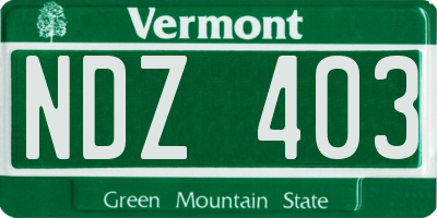 VT license plate NDZ403