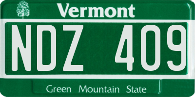 VT license plate NDZ409