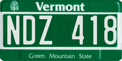 VT license plate NDZ418