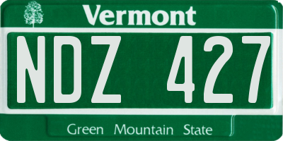 VT license plate NDZ427